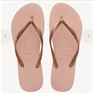 Havaianas Slim Flip Flops in Blush Pink with Metallic Rose Straps -NWT